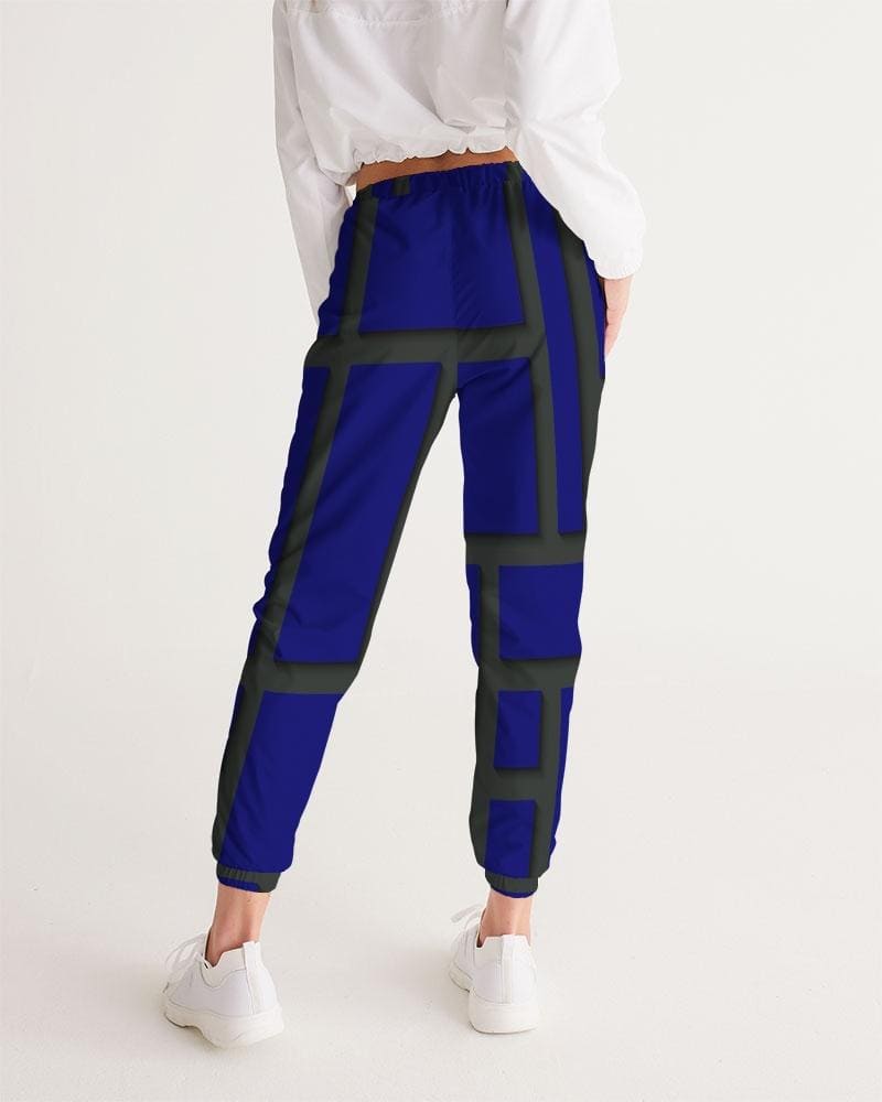 Womens Track Pants - Blue & Black Geometric Sports Pants - Womens | Pants