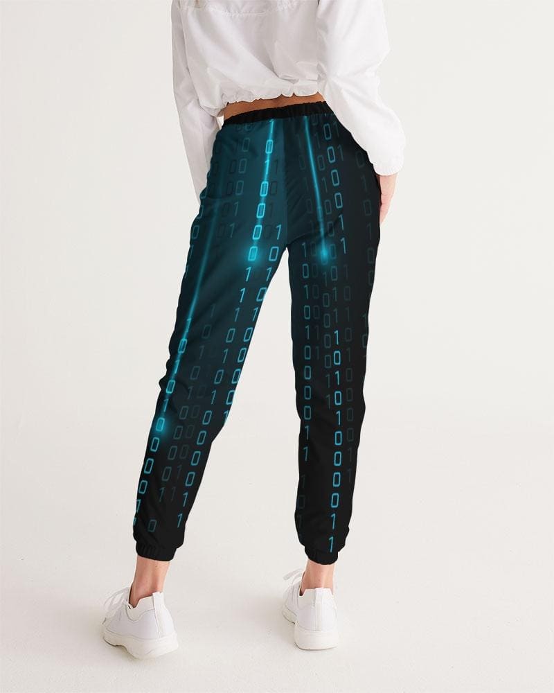 Womens Track Pants - Blue Digital Code Graphic Sports Pants - Womens | Pants