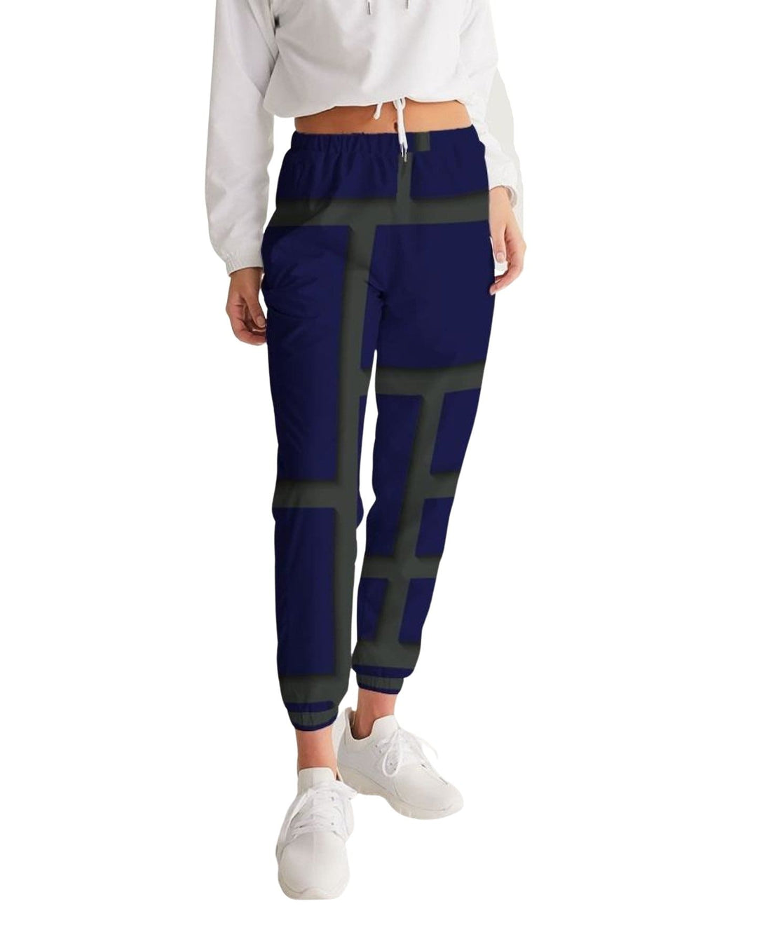 Womens Track Pants - Blue & Green Geometric Graphic Sports Pants - Womens