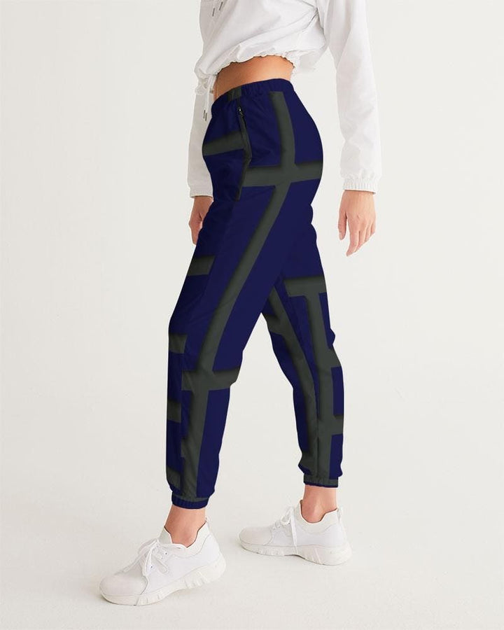 Womens Track Pants - Blue & Green Geometric Graphic Sports Pants - Womens