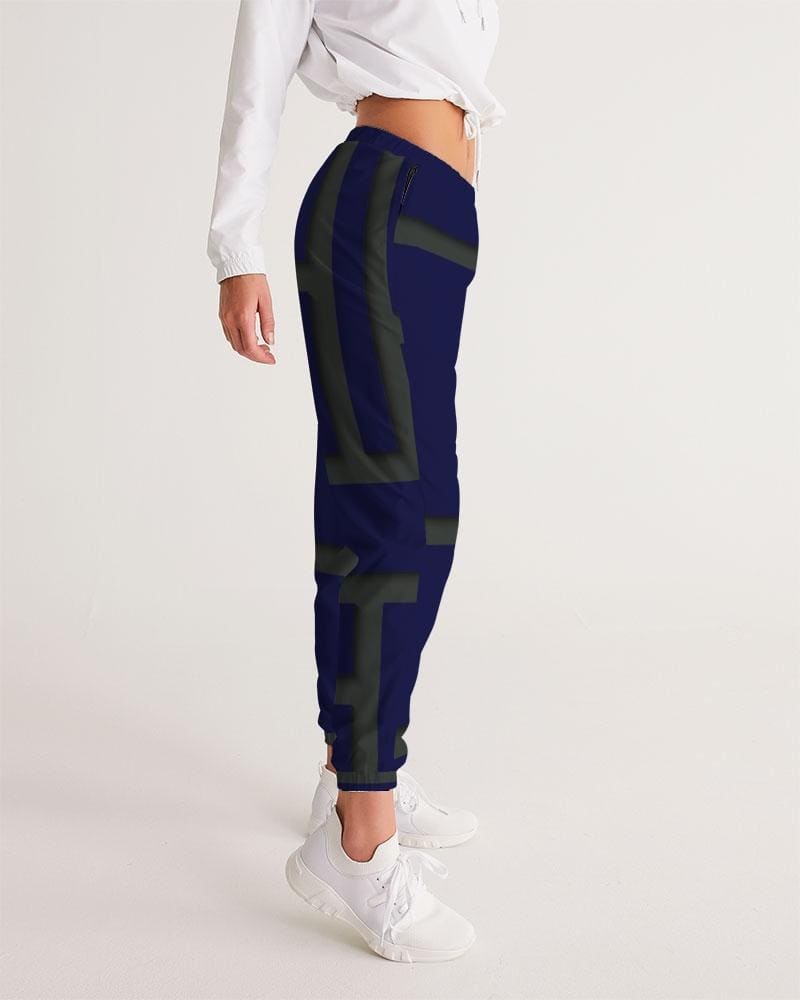 Womens Track Pants - Blue & Green Geometric Graphic Sports Pants - Womens