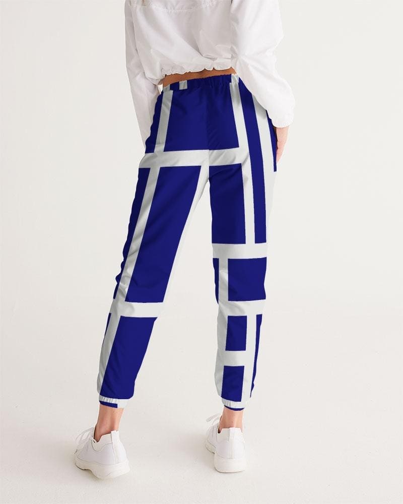 Womens Track Pants - Blue & White Block Grid Sports Pants - Womens | Pants