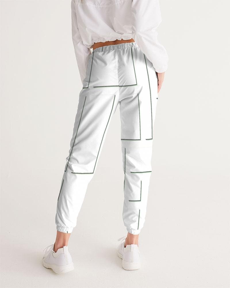 Womens Track Pants - White and Gray Block Grid Graphic Sports Pants