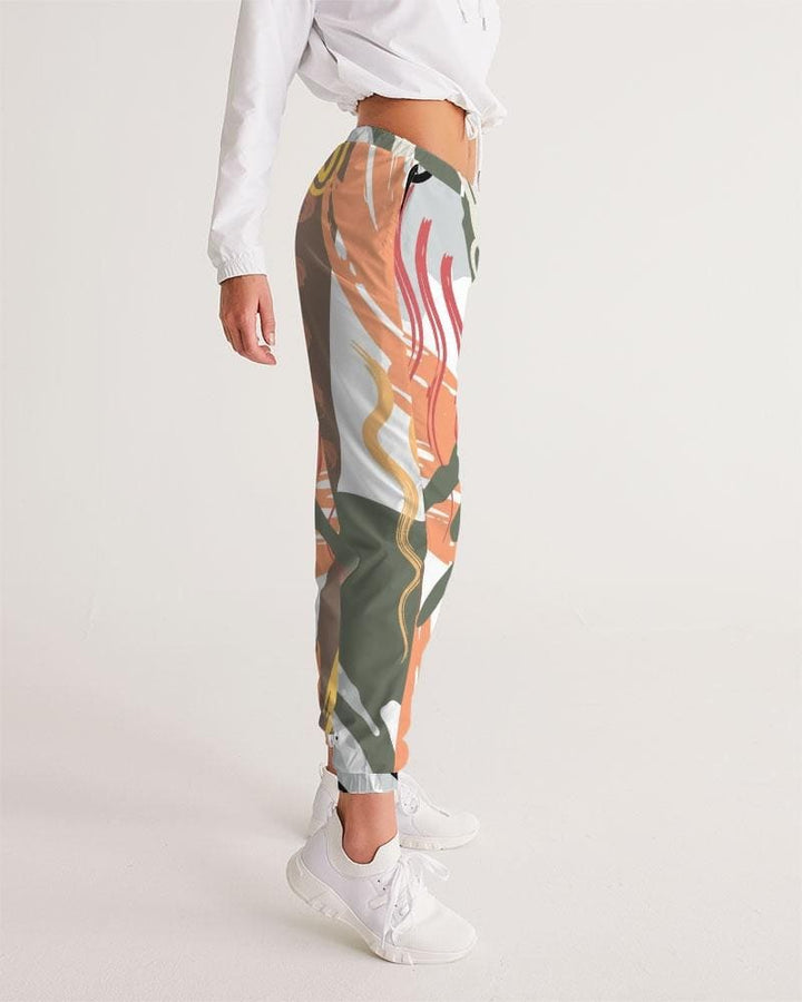 Womens Track Pants - White Multicolor Graphic Sports Pants - Womens | Pants