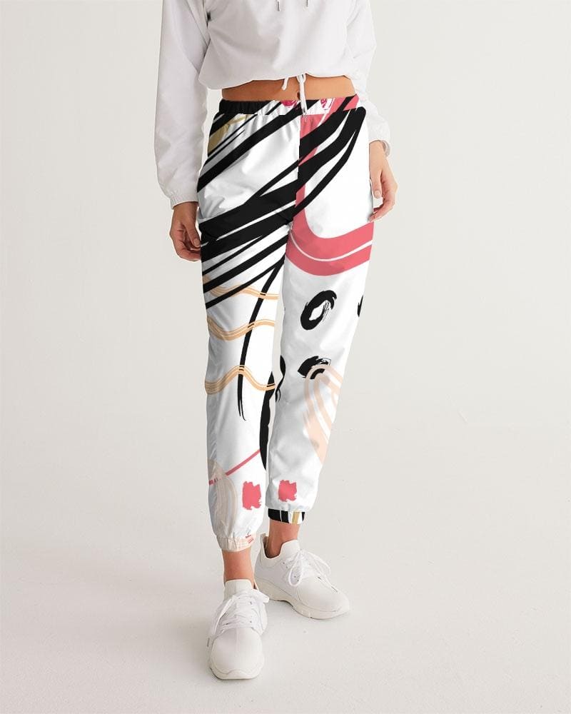 Womens Track Pants - White Multicolor Graphic Sports Pants - Womens | Pants