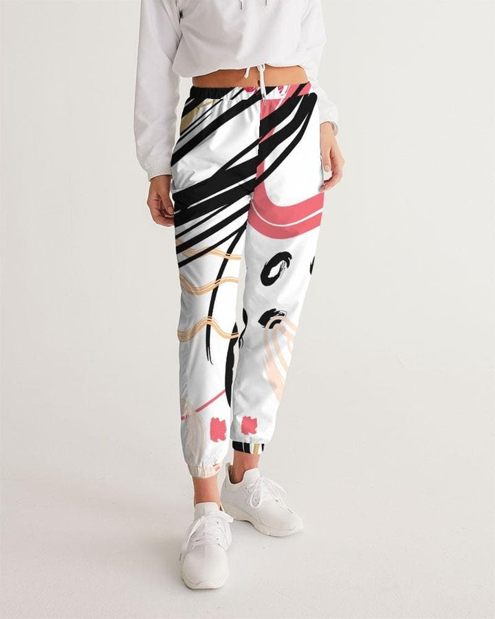 Womens Track Pants - White Multicolor Graphic Sports Pants - Womens | Pants