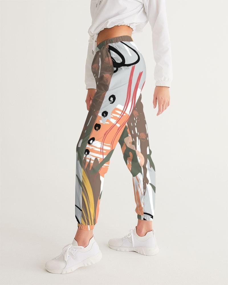 Womens Track Pants - White Multicolor Graphic Sports Pants - Womens | Pants