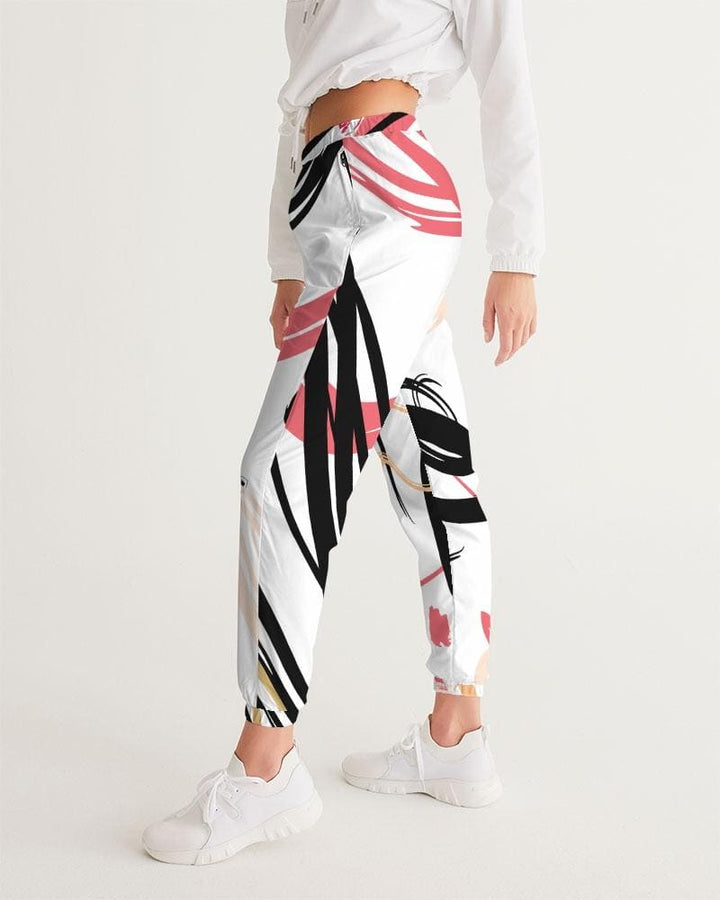 Womens Track Pants - White Multicolor Graphic Sports Pants - Womens | Pants