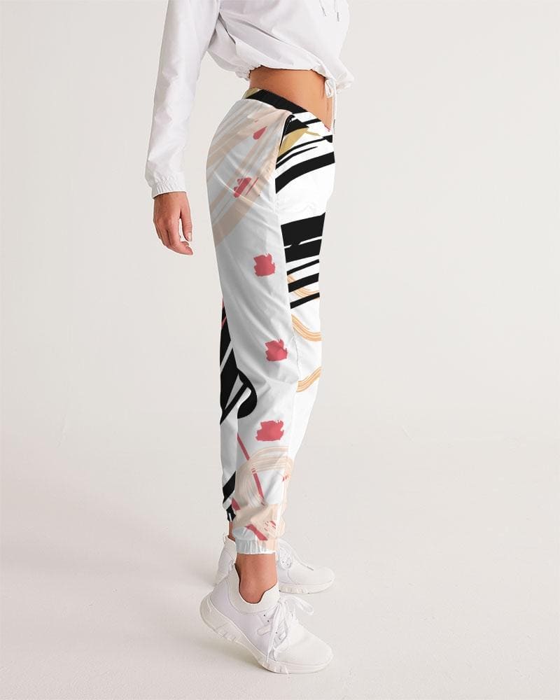 Womens Track Pants - White Multicolor Graphic Sports Pants - Womens | Pants