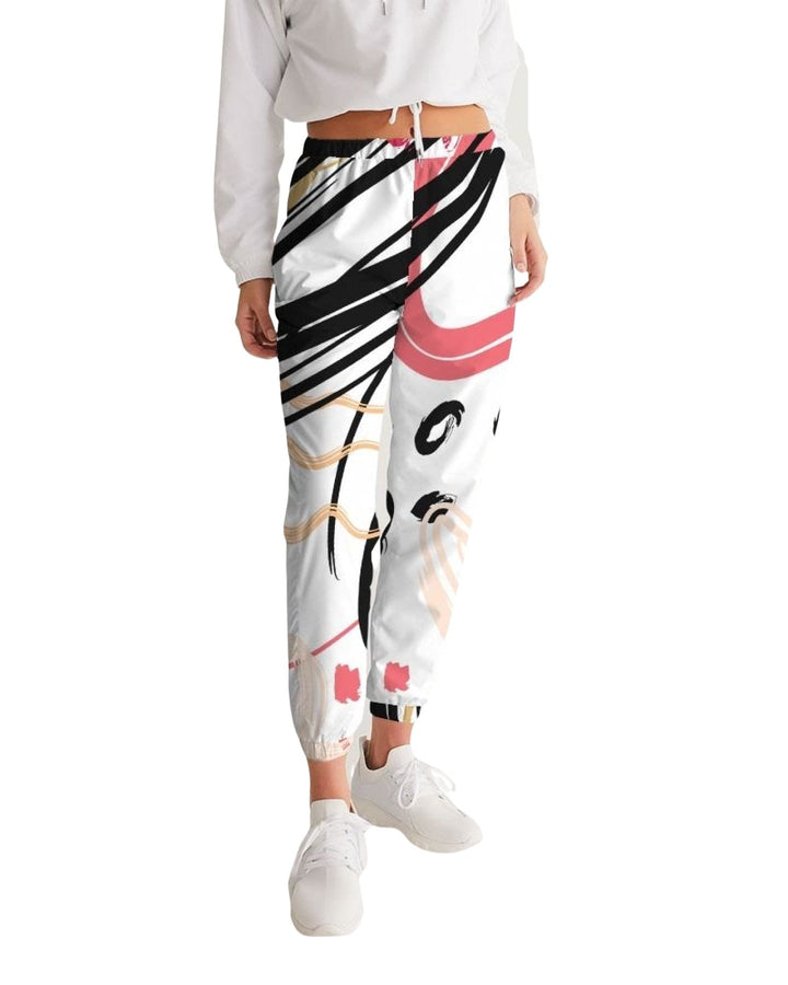 Womens Track Pants - White Multicolor Graphic Sports Pants - Womens | Pants