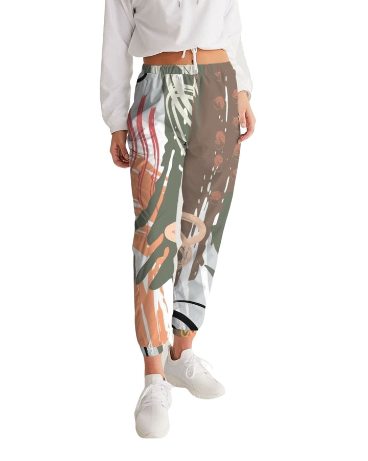 Womens Track Pants - White Multicolor Graphic Sports Pants - Womens | Pants