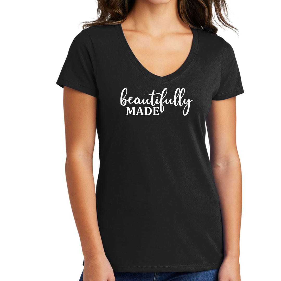 Womens V-neck Graphic T-shirt Beautifully Made Inspiration - Womens | T-Shirts