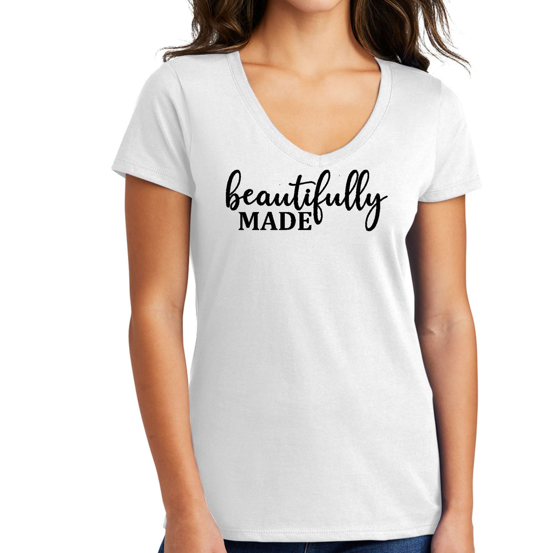 Womens V-neck Graphic T-shirt Beautifully Made - Inspiration - Womens