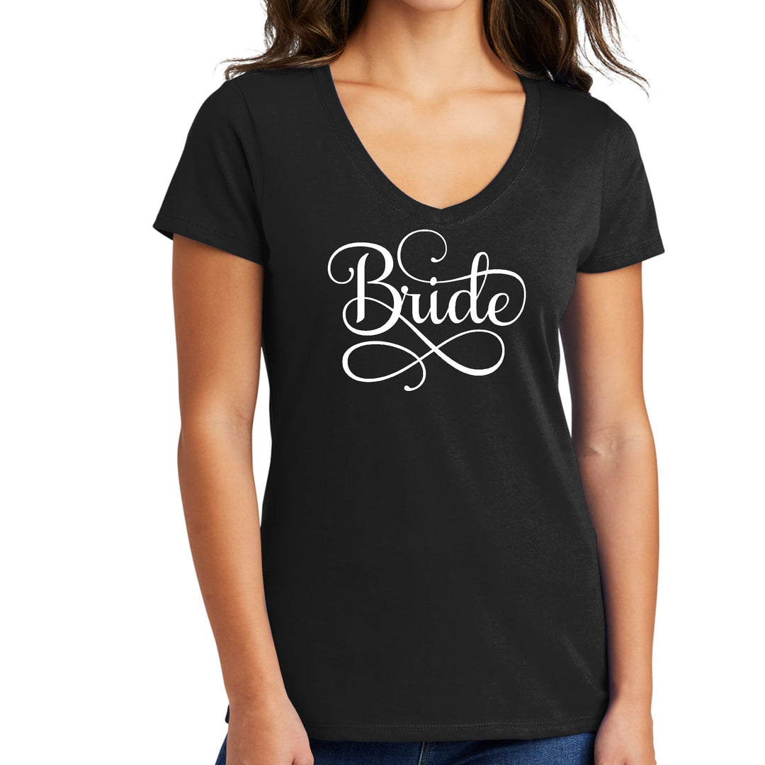 Womens V-neck Graphic T-shirt Bride Accessories Wedding - Womens | T-Shirts