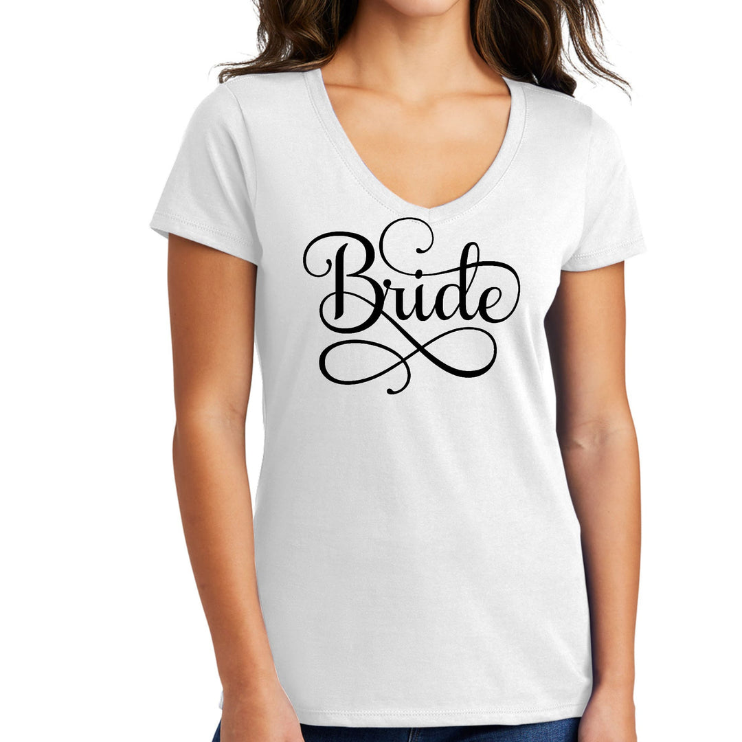 Womens V-neck Graphic T-shirt Bride Accessories Wedding - Womens | T-Shirts