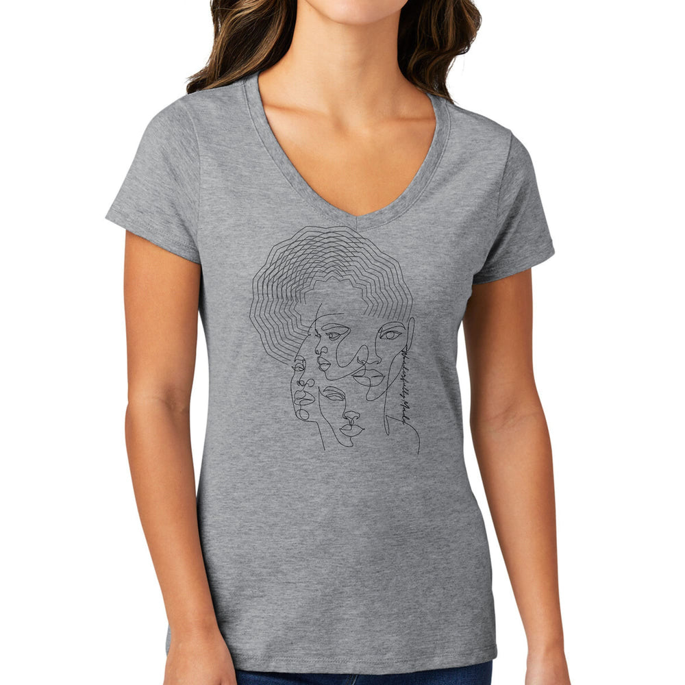 Womens V-neck Graphic T-shirt Every Woman is Wonderfully Made Black - Womens