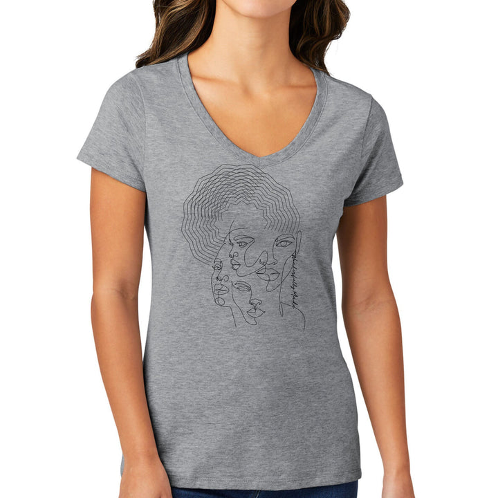 Womens V-neck Graphic T-shirt Every Woman is Wonderfully Made Black - Womens