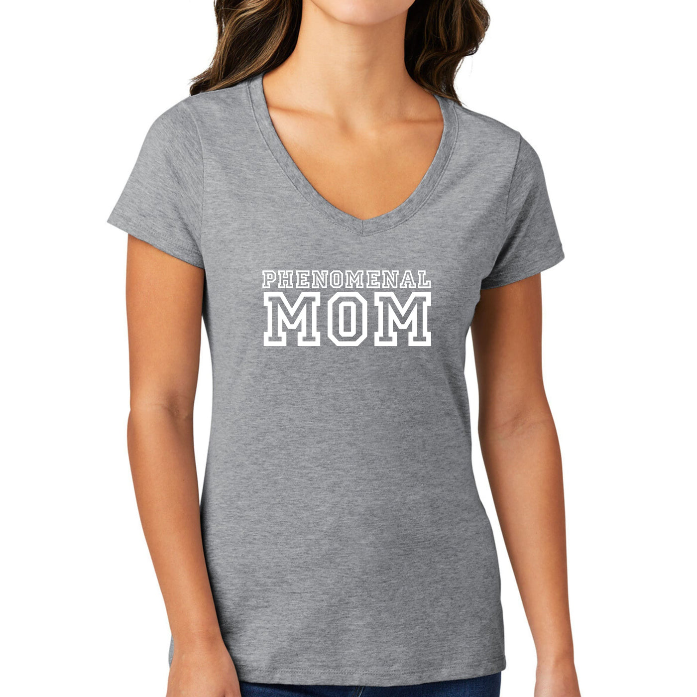 Womens V - neck Graphic T - shirt Phenomenal Mom Print - Womens | T - Shirts