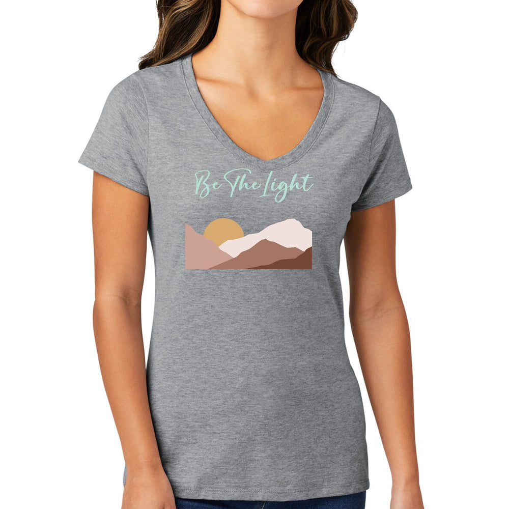 Womens V-neck Graphic T-shirt Say it Soul be the Light Illustration - Womens