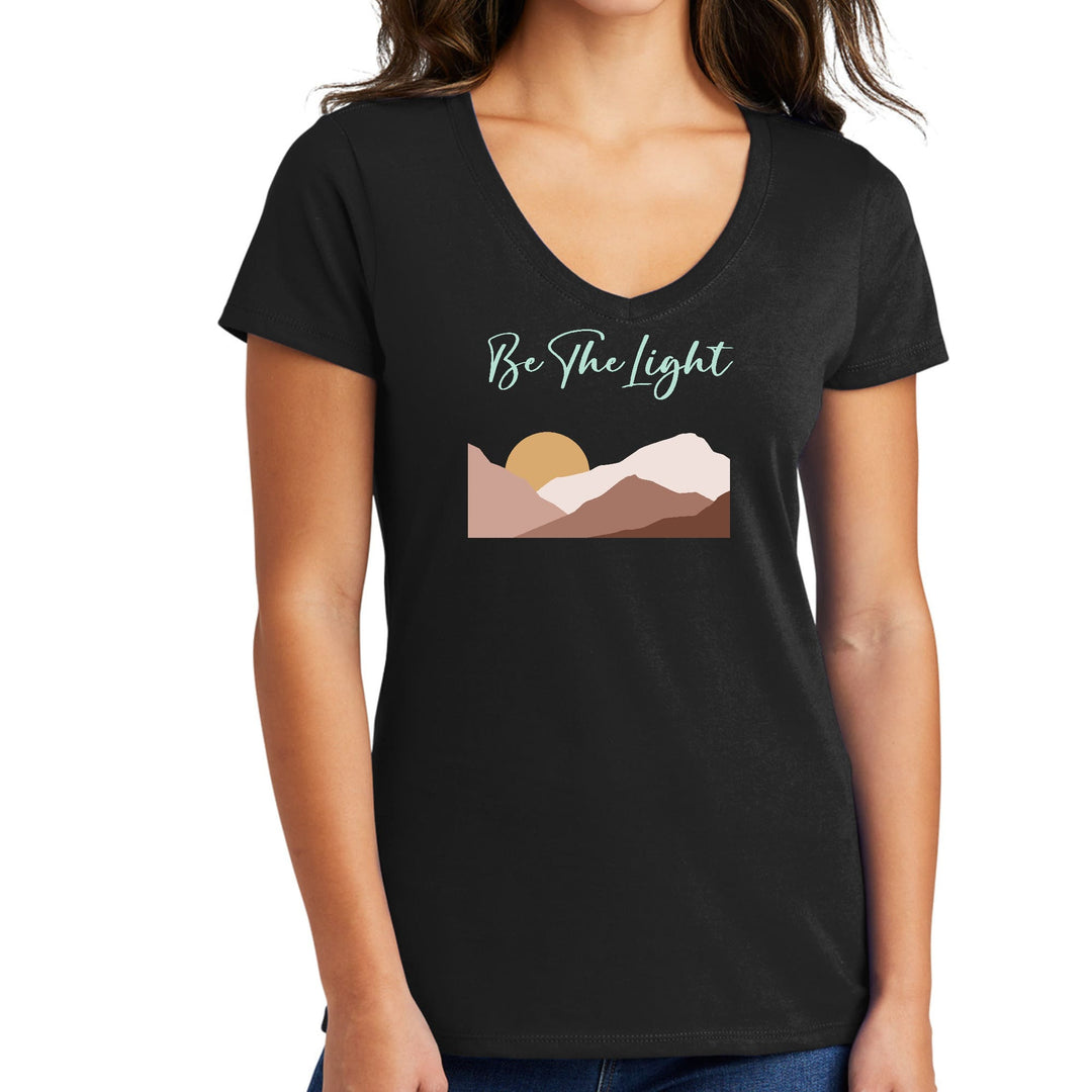 Womens V-neck Graphic T-shirt Say it Soul be the Light Illustration - Womens