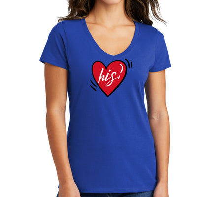 Womens V-neck Graphic T-shirt Say It Soul His Heart Couples - Womens | T-Shirts