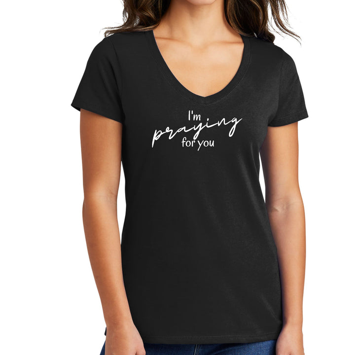 Womens V-neck Graphic T-shirt Say it Soul I’m Praying - Womens | T-Shirts