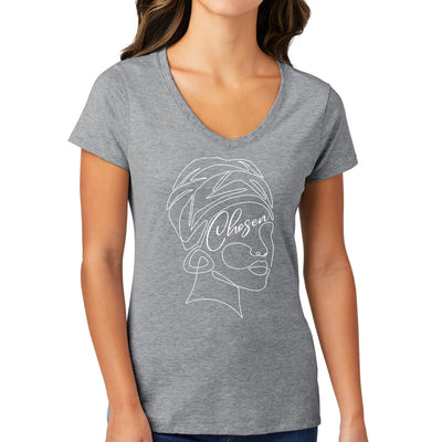 Womens V - neck Graphic T - shirt Say It Soul - Line Art Woman Self - Womens