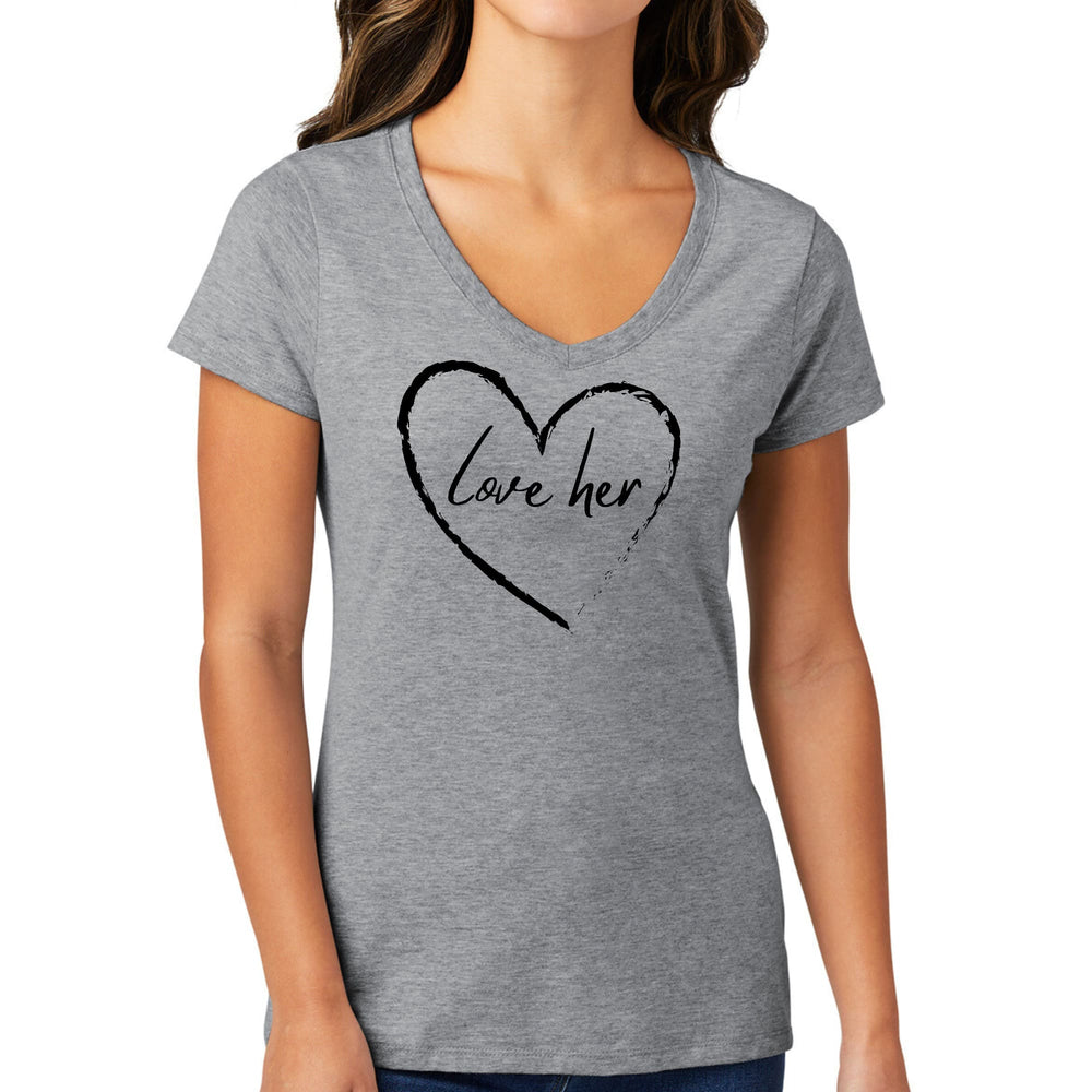 Womens V-neck Graphic T-shirt Say it Soul Love Her - Womens | T-Shirts | V-Neck