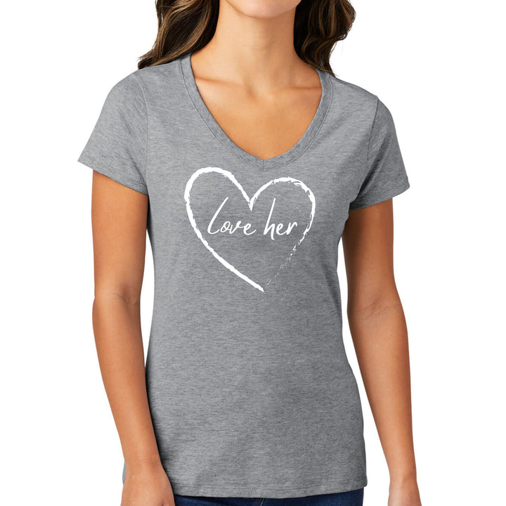 Womens V-neck Graphic T-shirt Say It Soul Love Her - Womens | T-Shirts | V-Neck