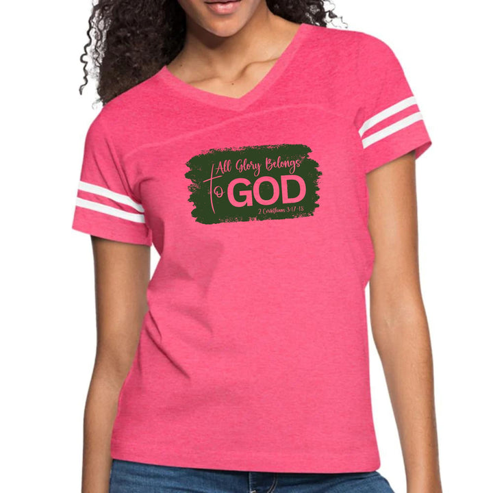 Womens Vintage Sport Graphic T-shirt All Glory Belongs To God Dark - Womens