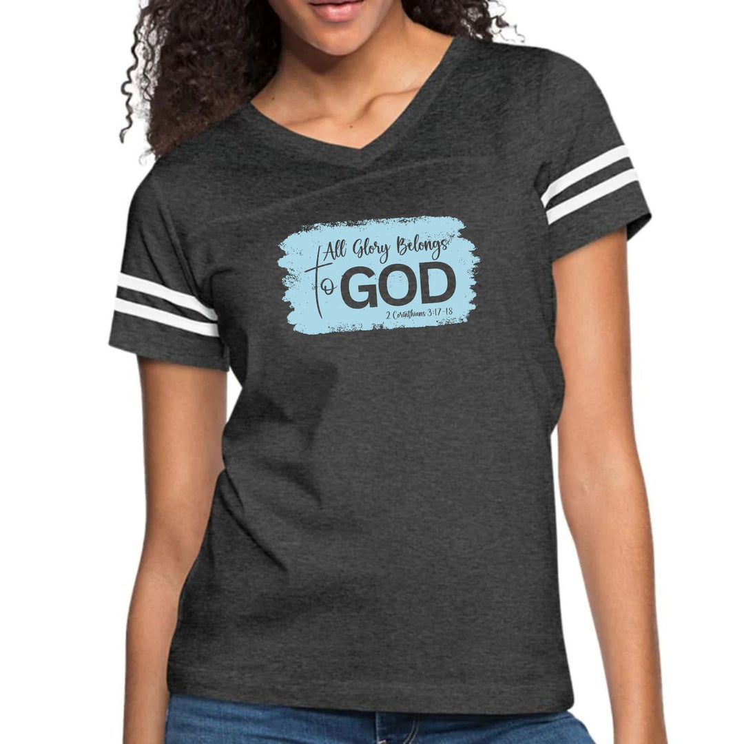Womens Vintage Sport Graphic T-shirt - All Glory Belongs to God - Light