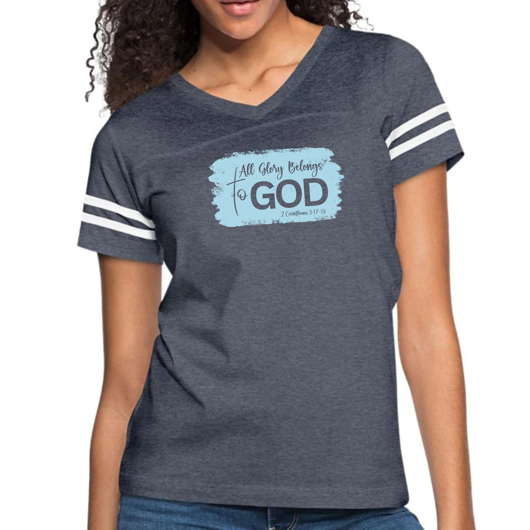 Womens Vintage Sport Graphic T-shirt - All Glory Belongs to God - Light