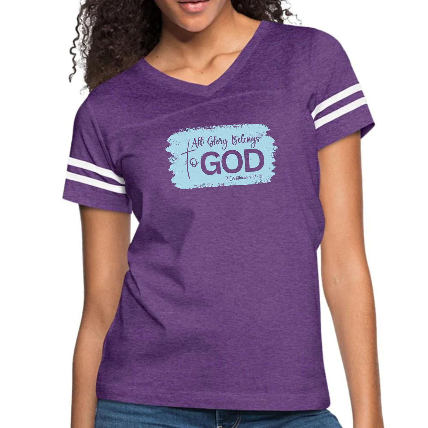 Womens Vintage Sport Graphic T-shirt All Glory Belongs To God Light - Womens