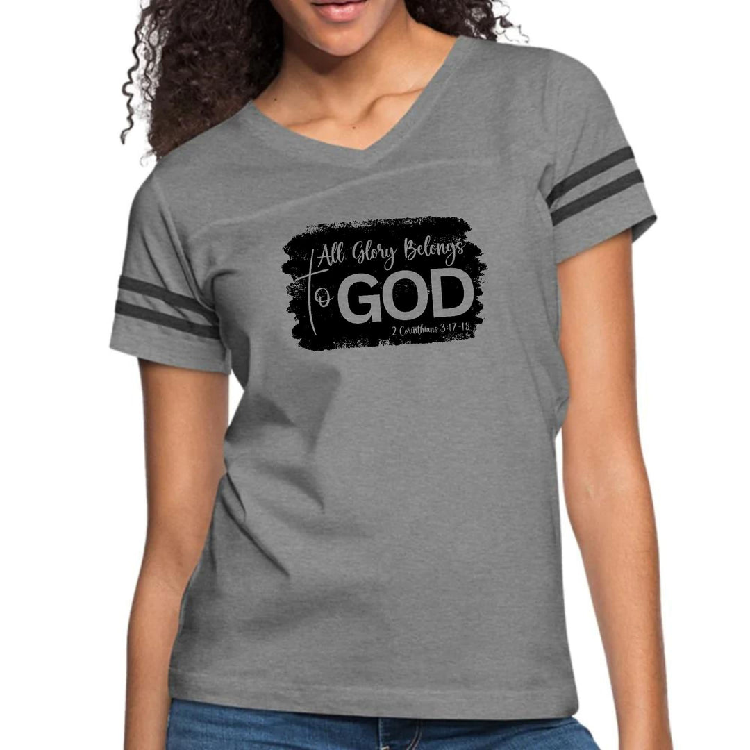 Womens Vintage Sport Graphic T-shirt - All Glory Belongs to God Print