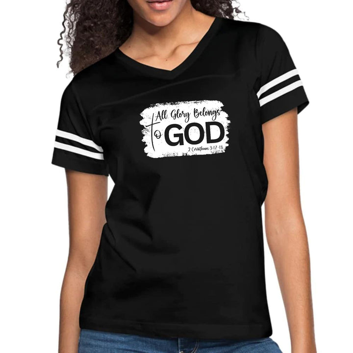 Womens Vintage Sport Graphic T-shirt - All Glory Belongs to God
