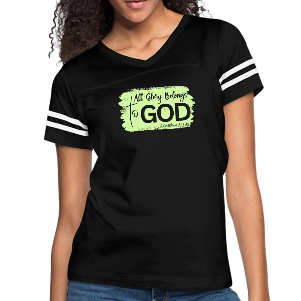 Womens Vintage Sport Graphic T-shirt - All Glory Belongs to God