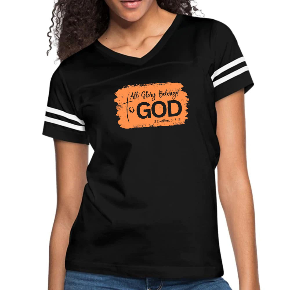 Womens Vintage Sport Graphic T-shirt - All Glory Belongs to God