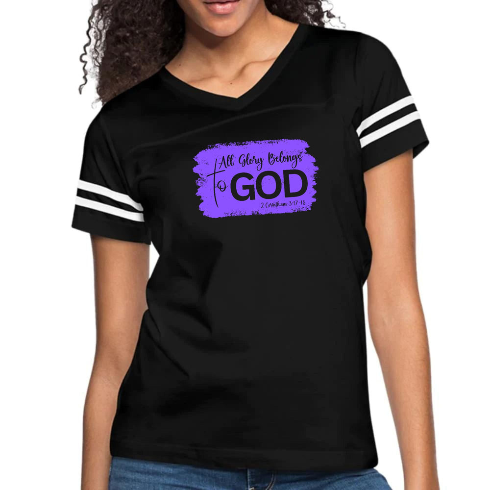 Womens Vintage Sport Graphic T-shirt - All Glory Belongs to God