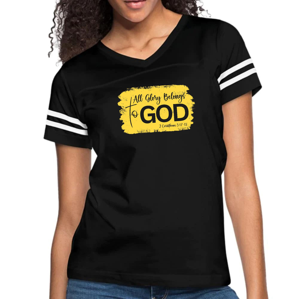 Womens Vintage Sport Graphic T-shirt - All Glory Belongs to God
