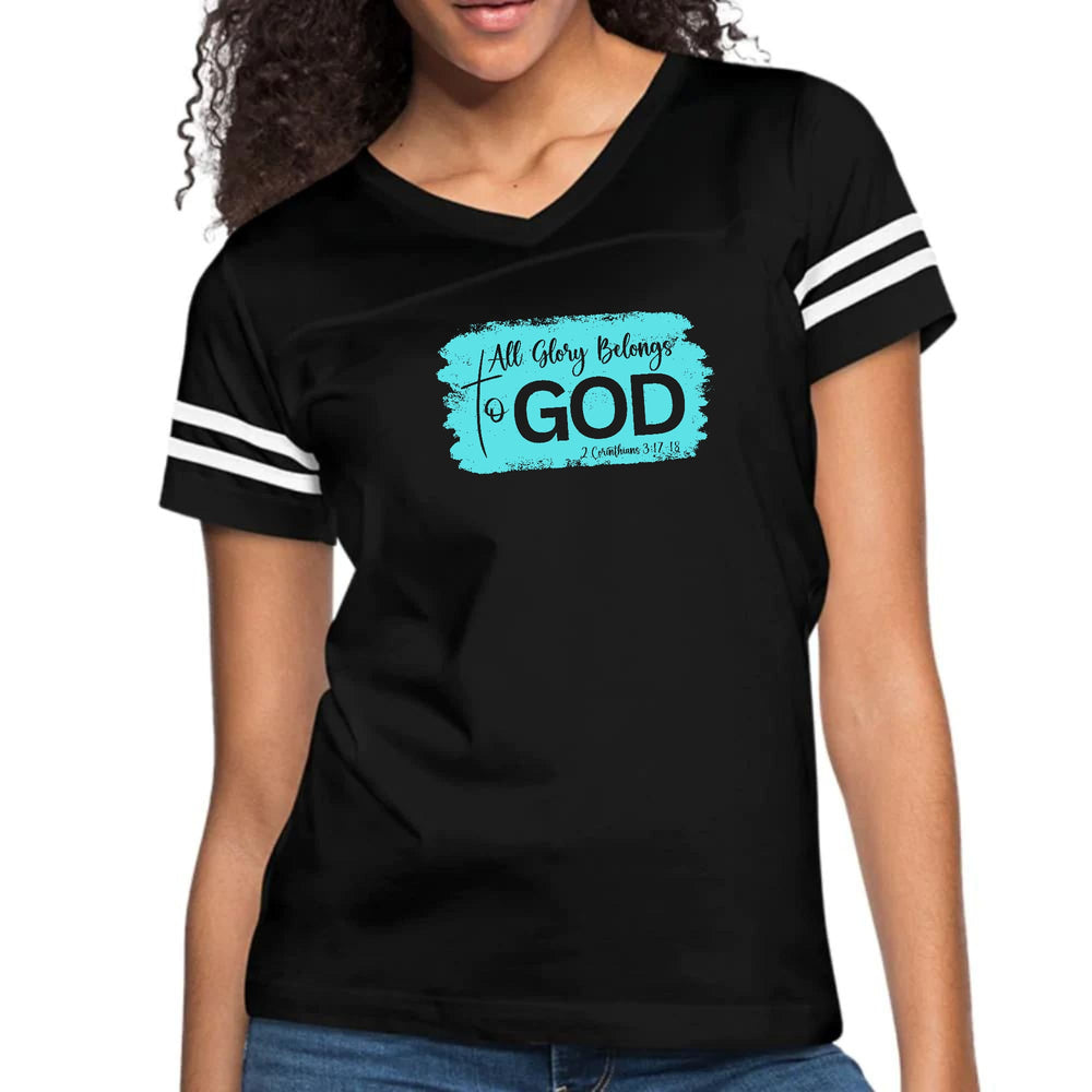Womens Vintage Sport Graphic T-shirt - All Glory Belongs to God
