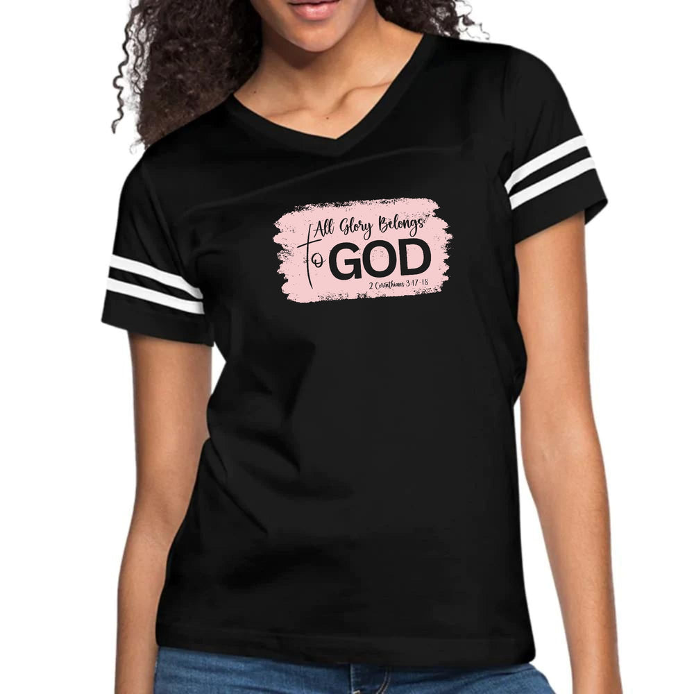 Womens Vintage Sport Graphic T-shirt - All Glory Belongs to God