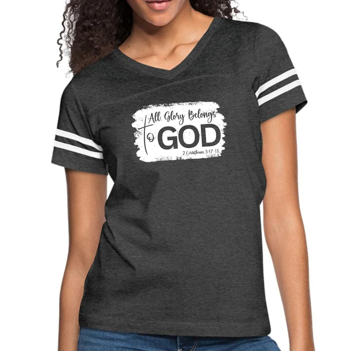 Womens Vintage Sport Graphic T-shirt - All Glory Belongs to God