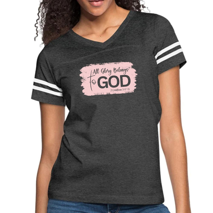 Womens Vintage Sport Graphic T-shirt - All Glory Belongs to God