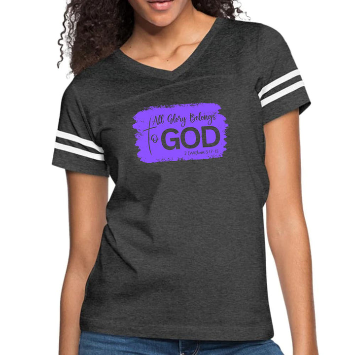 Womens Vintage Sport Graphic T-shirt - All Glory Belongs to God