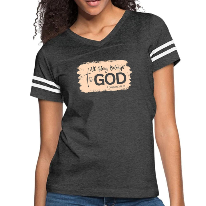 Womens Vintage Sport Graphic T-shirt - All Glory Belongs to God