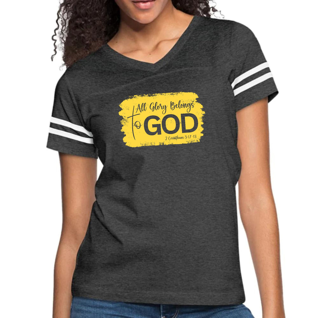 Womens Vintage Sport Graphic T-shirt - All Glory Belongs to God