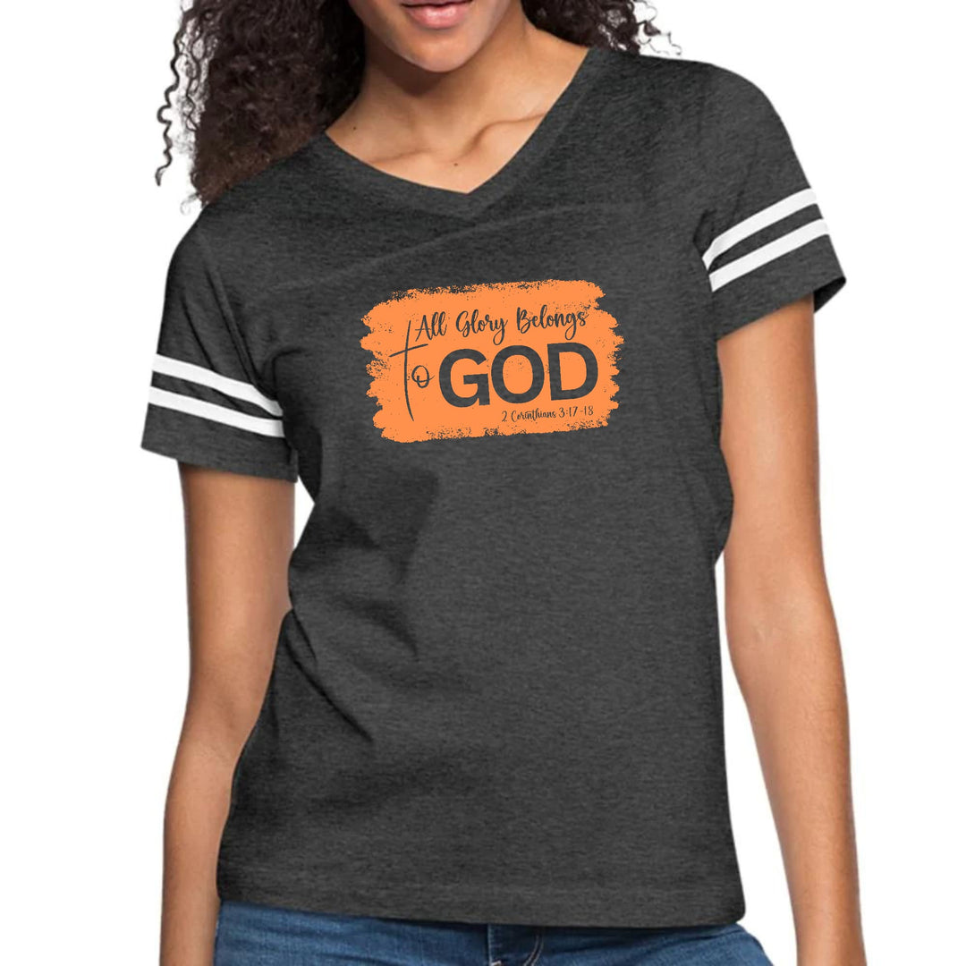 Womens Vintage Sport Graphic T-shirt - All Glory Belongs to God
