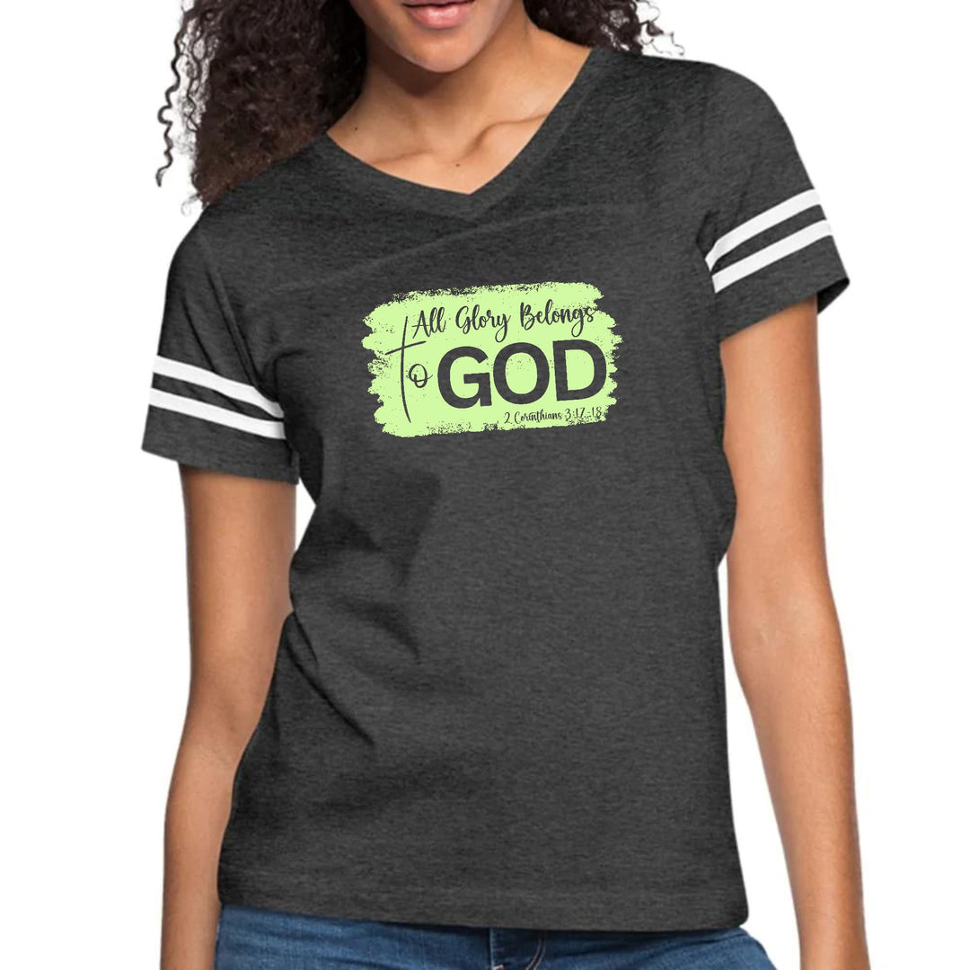 Womens Vintage Sport Graphic T-shirt - All Glory Belongs to God
