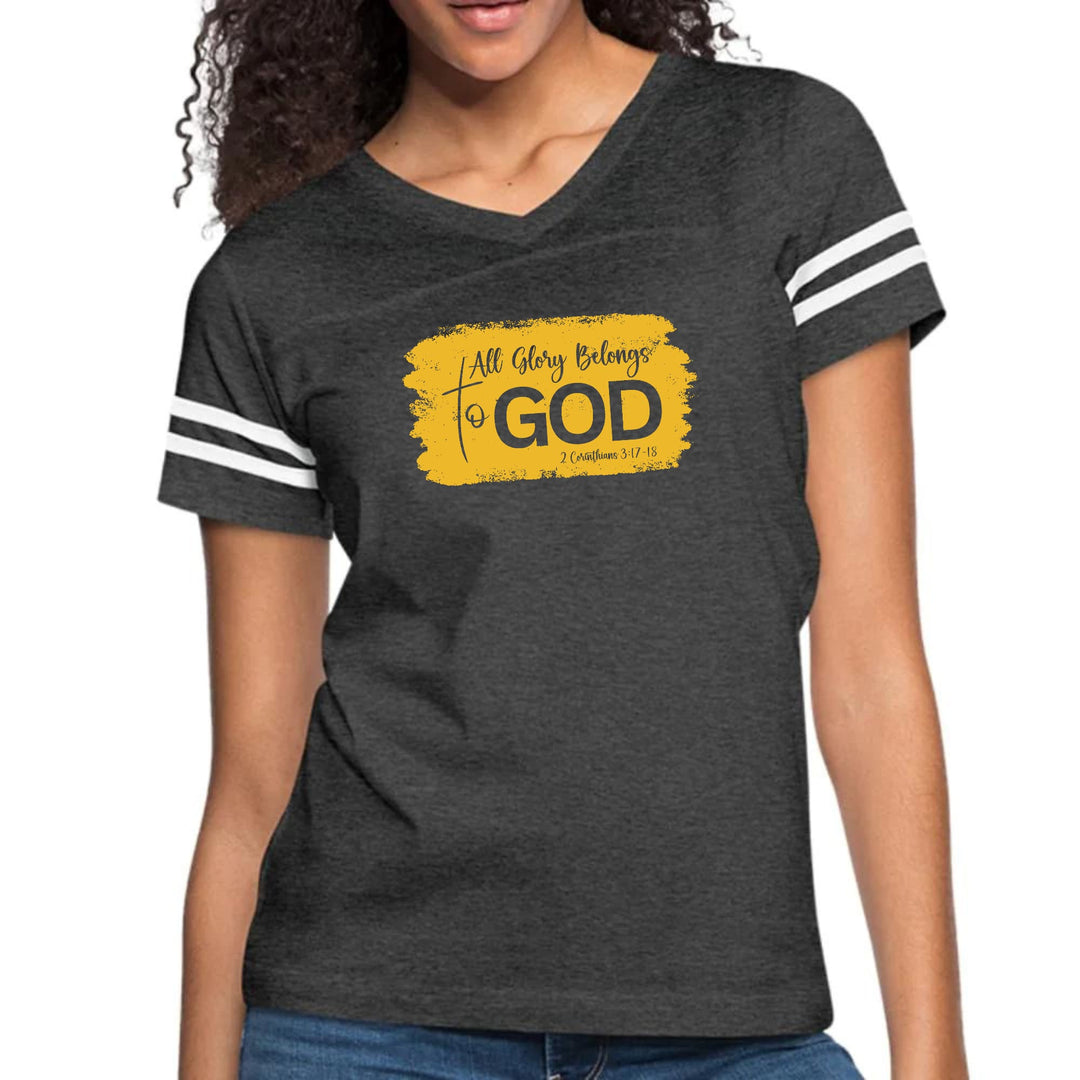 Womens Vintage Sport Graphic T-shirt - All Glory Belongs to God