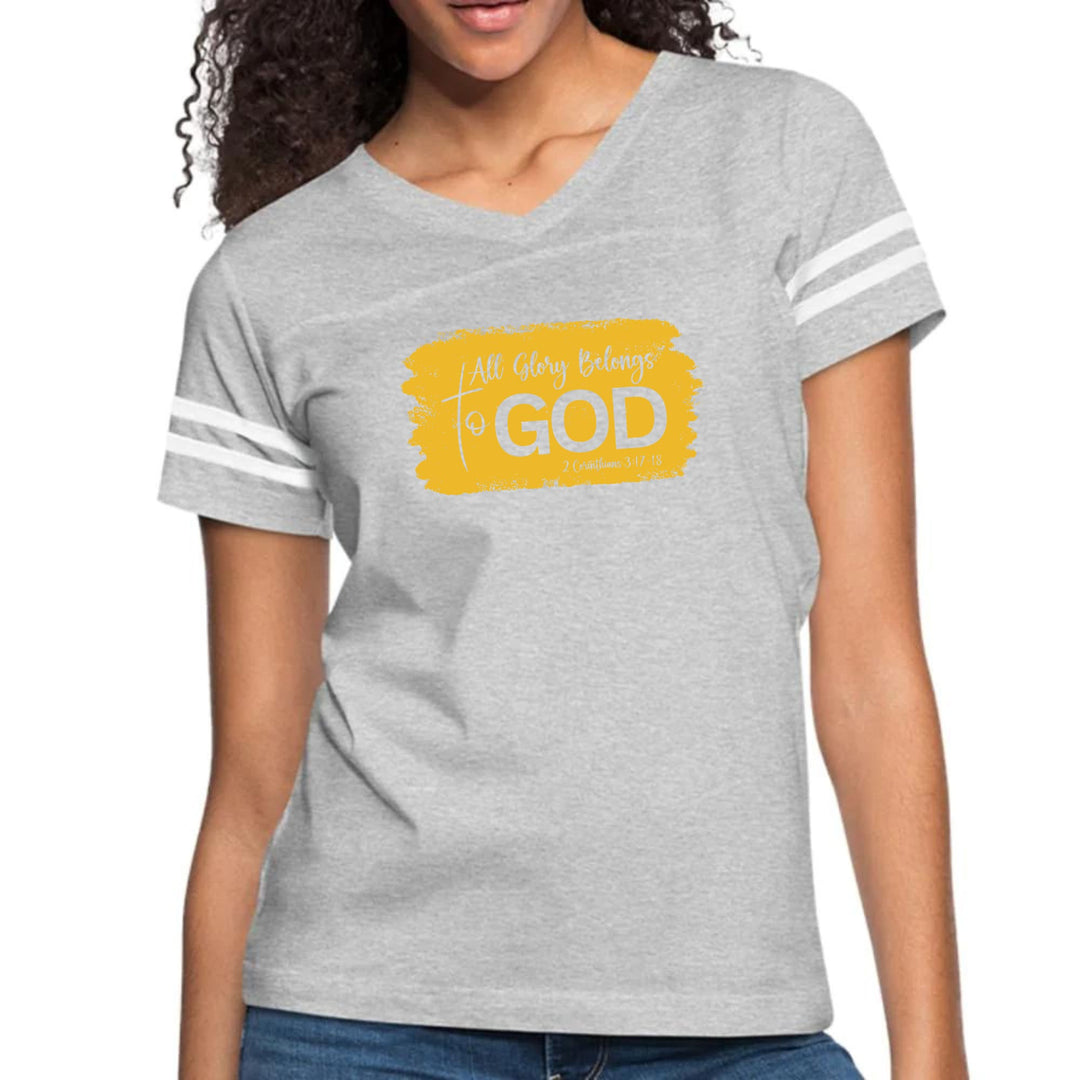 Womens Vintage Sport Graphic T-shirt - All Glory Belongs to God